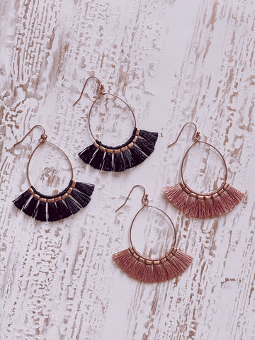 Flared Tassel Hoop Earrings